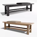 Silent Wind Bench Bed End Stool Log Table Wood Low Table 3d model