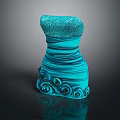 Elegant Glittery Turquoise Dress With Swirl Decorations And Shiny Details