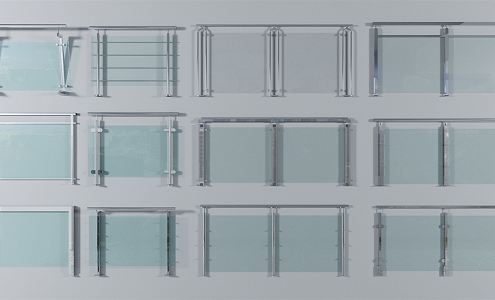 Modern Railing Glass Railing 3d model