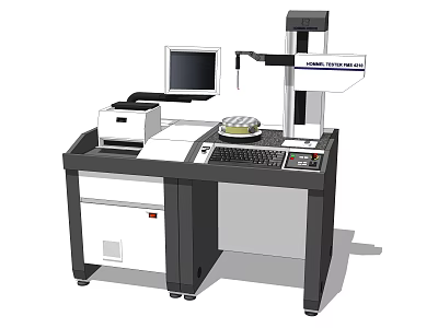 Precision Coordinate Measuring Machine Workstation With Computer Monitor Control Panel And Rotary Table 3d model