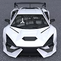 White Sports Car With Modern Aerodynamic Design Sharp Front Face Black Accents And Rear Spoiler