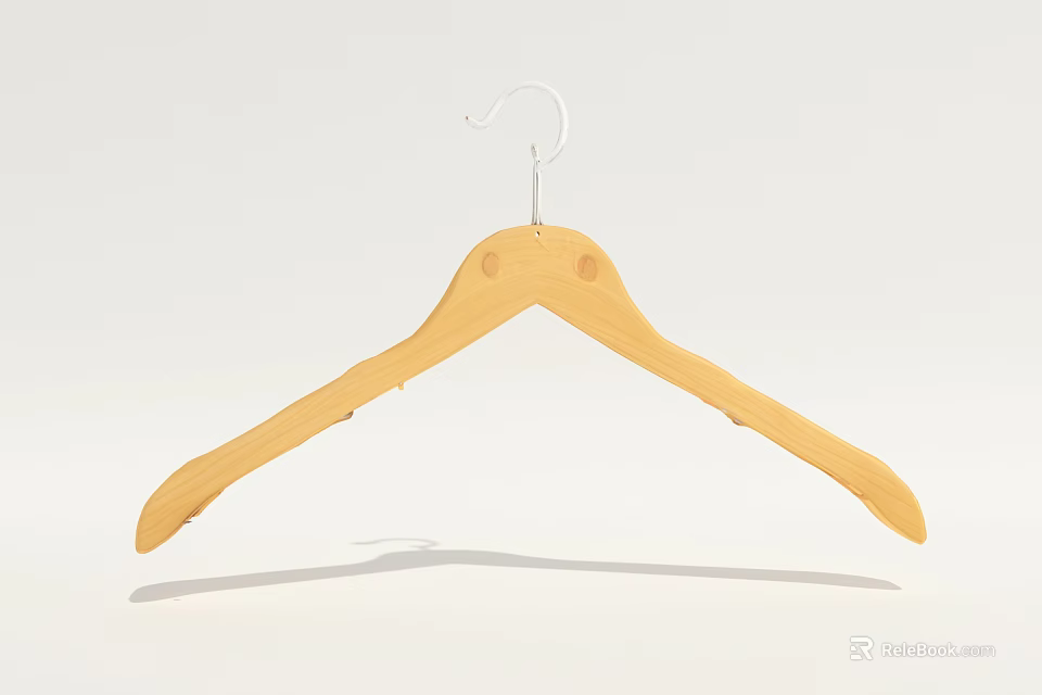 Sturdy Wooden Hanger With Metal Hook Simple Design for Hanging Clothes 3d model 