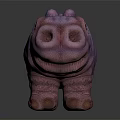 Playful Purple Hippo Character Sculpture with Yellow Eyes and Artistic Design