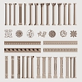 European-style carved plaster carved foot line plaster line pillar stigma decorative line pattern 3d model