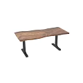 Modern Dining Table With Unique Wood Grain And Black Metal Legs Design