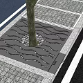 Urban Landscape Design Featuring Tree Pit With Wavy Grate And Paved Ground Alongside Roadside 3d model