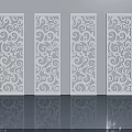 White Decorative Panel Doors With Intricate Curved Patterns For Interior Design 3d model