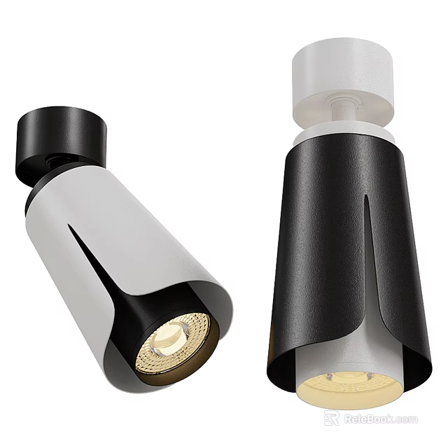 Modern Black And White Downlights And Spotlights With Warm Light For Interior 3d model 