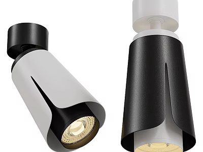 Modern Black And White Downlights And Spotlights With Warm Light For Interior 3d model