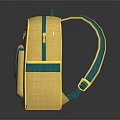 Stylish Yellow Backpack With Blue Accents Front Diamond Logo And Double Shoulder Straps