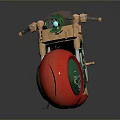 Cartoon Style Toy Motorcycle With Green Body Red Wheels And EAT Text