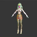 Blonde Mythical Female Creature With White Top Red Skirt Orange Belt And White Boots