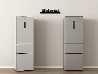 Modern Three door Refrigerators White and Silver with Wall Material Design 3d model