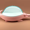Unique Crocodile Shaped Sofa With Pink Body Light Blue Seat And Blue Fluffy Backrest