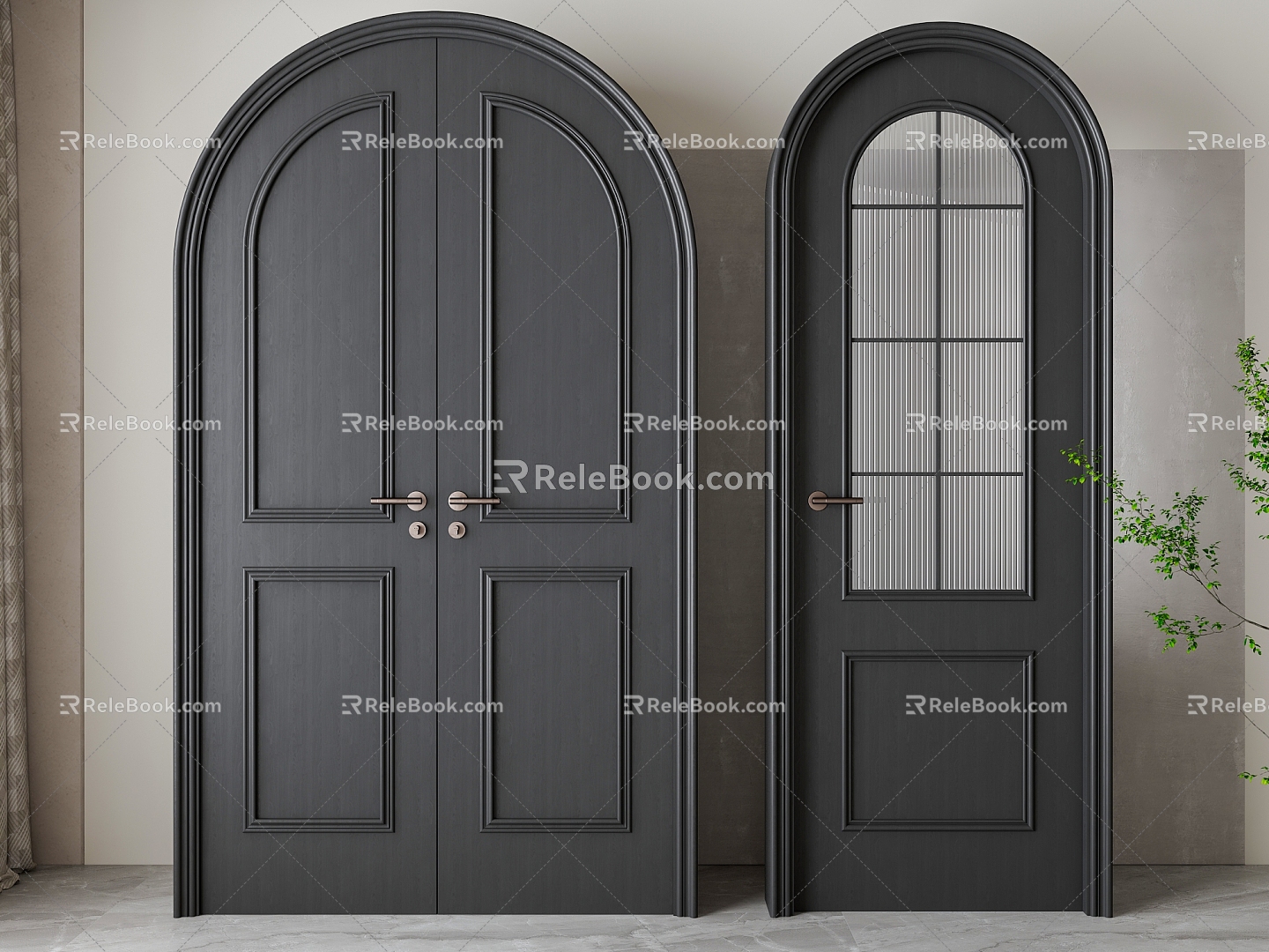 French child-mother door combination 3d model