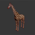 Realistic Giraffe Standing With Long Neck And Spotted Brown White Fur Pattern 3d model