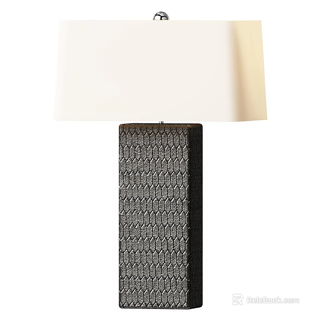 Modern Table Lamp With Textured Base And White Fabric Shade 3d model