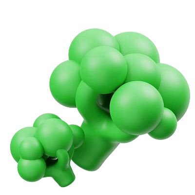 Vibrant Fresh Green Broccoli Florets on White Background Healthy Vegetable Option 3d model