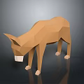Low Poly Brown Donkey Animal Model With Geometric Design And Dark Background Reflection 3d model