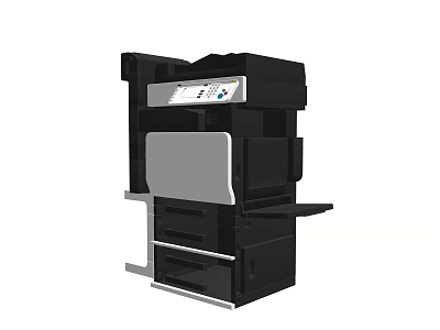 Black Multifunctional Office Appliance with Control Panel and Drawers for Office Use 3d model