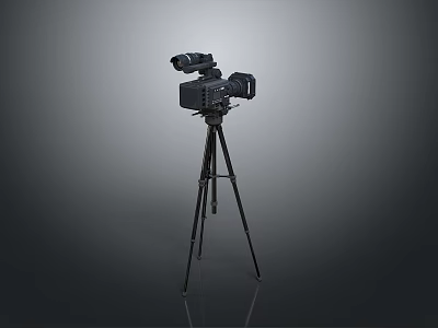 Professional HD Video Camera Mounted On Tripod For Filming Sessions 3d model