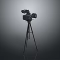 Professional HD Video Camera Mounted On Tripod For Filming Sessions 3d model