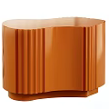 Modern Orange Decorative Cabinet With Curved Design Vertical Stripes And Sleek Surface