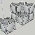 Industrial Modular Cubic Equipment With Circular Openings And Top Cylindrical Parts
