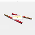 Sleek Red Writing Pen With Gold Tip And Smooth Wooden Body Design