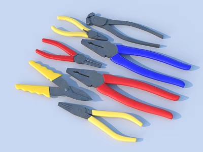Multicolored Pliers Set With Various Types And Ergonomic Handles For Hardware Tools 3d model