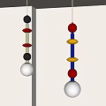 Modern Pendant Lights With Multicolored Beads Black Red Yellow Blue And White Globe Design
