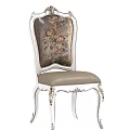 Elegant Classic Dining Chair With Floral Upholstered Backrest And Ornate Carved Legs