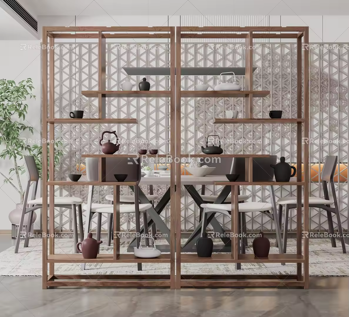 New Chinese Style Storage Rack 3d model
