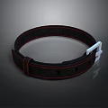 Black Belt With Red Stitching And Silver Metal Buckle For Daily Use