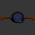 3D Police Officer Character with K9 Dog Standing Arms Outstretched in Blue Uniform