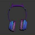 Over Ear Purple and Blue Headphones with Cat Ear Design Modern Electronic Device