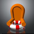 Orange Inflatable Seat With Red And White Lifebuoy Base Structure