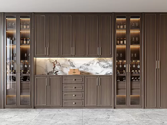 New Chinese Wine Cabinet Sideboard Restaurant Wine Cabinet Glass Wine Cabinet 3d model