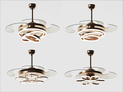 Light Luxury Ceiling Fan Light 3d model