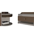 Sleek Modern Bedside Tables With Metallic Frame And Drawer Design 3d model
