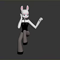 Cartoon Rabbit With Pink Ears White Body Black Bodysuit Pink Stockings And Black High Heels