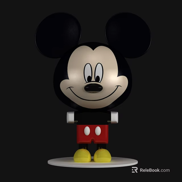 Mickey Mouse Doll with Large Ears Smiling Face Red Shorts Yellow Shoes And White Gloves 3d model 