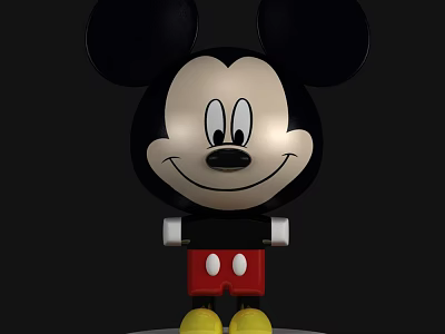 Mickey Mouse Doll with Large Ears Smiling Face Red Shorts Yellow Shoes And White Gloves 3d model
