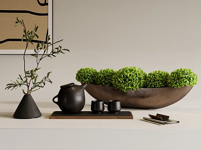 Modern tea set ornaments decorative ornaments combination 3d model