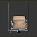Adjustable Hospital Bed With Metal Frame Wheels Wooden Bed Board And IV Poles