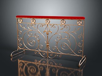 European-style guardrail fence gate fence iron fence floral fence 3d model