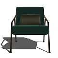 Upholstered Green Table and Chair Set with Beige Cushion Armrests and Golden Legs