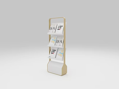 Stylish Modern Multi Tiered Magazine Storage Shelf with White Wood Design 3d model