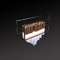 Sleek Modern Copper Frame Chandelier With Cylindrical Light Fixtures And White Base Design