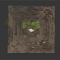 Ancient Stone Tower Structure With Layered Base And Grass On Top